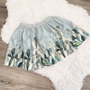 Il Gufo Girls Twirly Skirt Cactus Stripe Watercolor 6 Cotton Natural Fibers